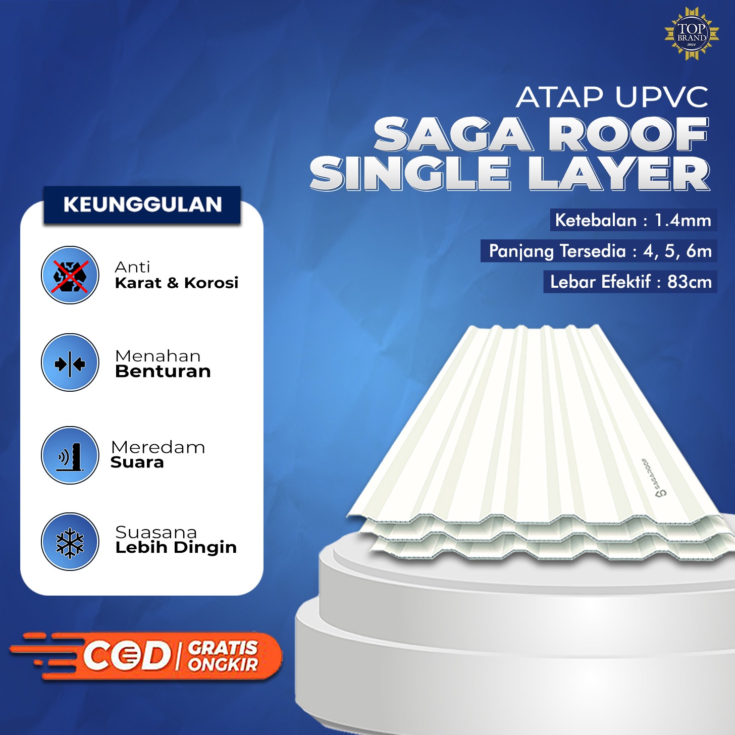 Atap UPVC Sagaroof Single Layer